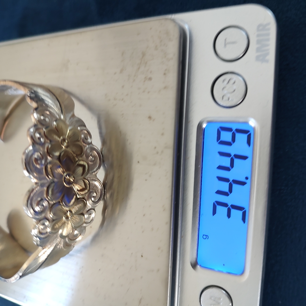 Elegant 2 Tone Silver Floral Bracelet - Picture 3 of 5